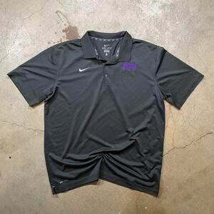 Nike Men’s TCU Horned Frogs Polo Shirt Dri-Fit Short Sleeve Grey Size XL